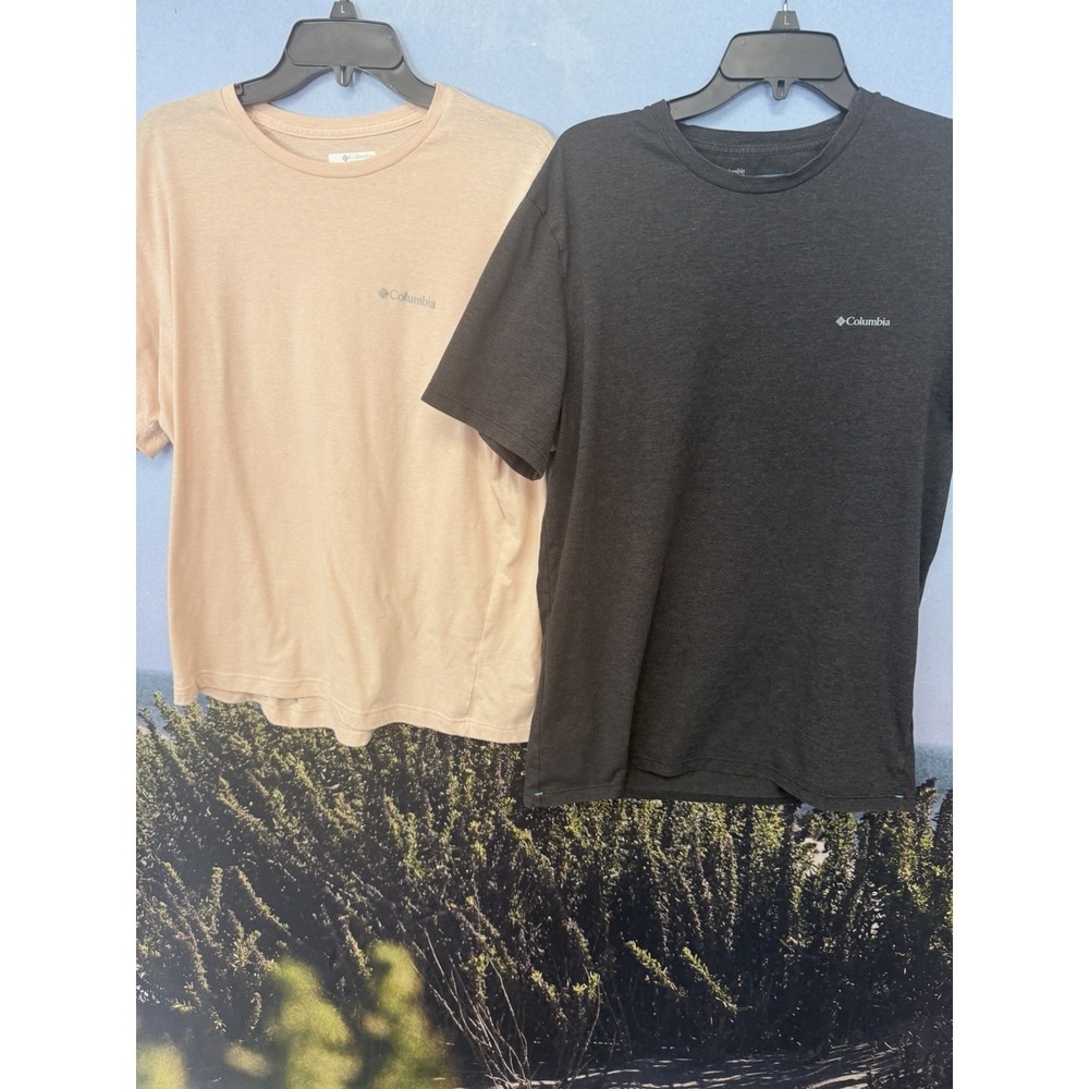Columbia Men's‎ Large T Shirt Lot Of 2  Black And Pink/salmon
